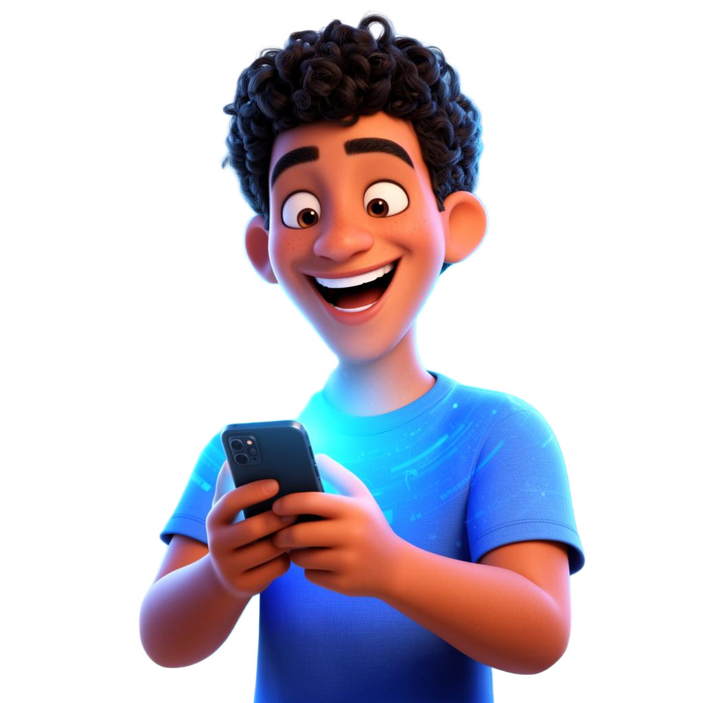 Joven feliz usando internet de fibra óptica EOS Telecom